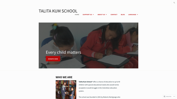 Screenshot of the Talita Kum School Fund website