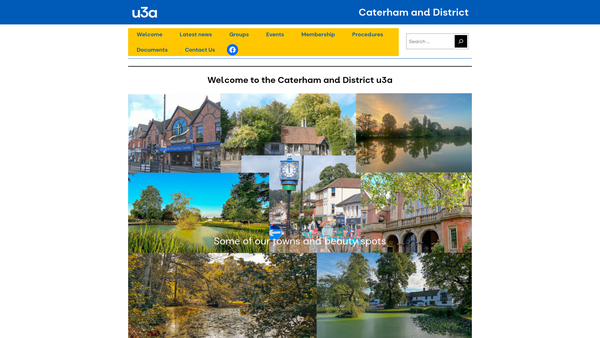 Screenshot of the Caterham & District U3A website