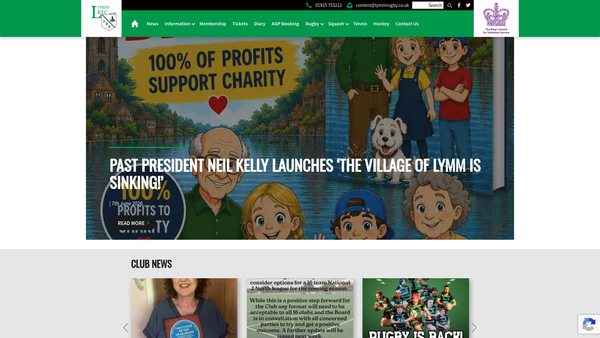 Screenshot of the Lymm RFC Limited website