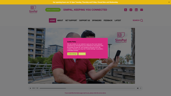 Screenshot of the Your Simpal website