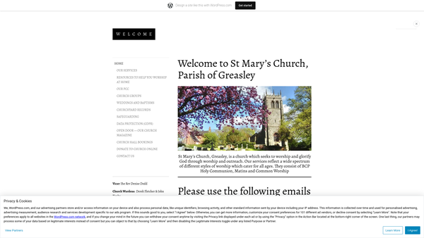 Screenshot of the The Parochial Church Council Of The Ecclesiastical Parish Of St Mary Greasley website