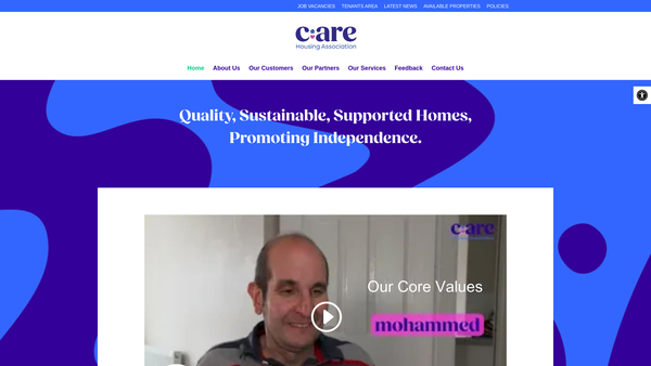 Screenshot of the Care Housing Association website