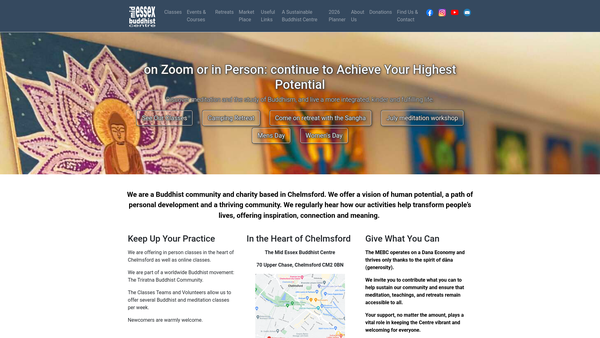 Screenshot of the The Mid Essex Buddhist Centre website