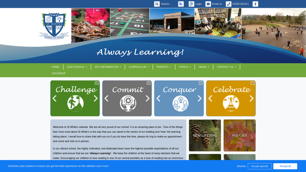 Screenshot of the St White's Primary School PTA website