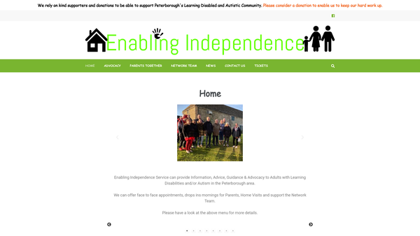 Screenshot of the Enabling Independence Service website