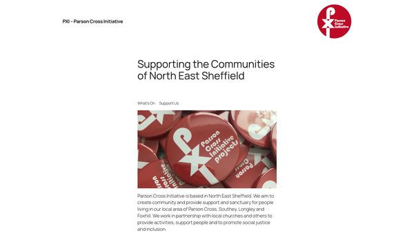 Screenshot of the Pxi Parson Cross Initiative (Projects) website