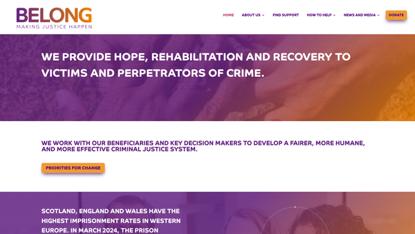 Screenshot of the Belong: Making Justice Happen website
