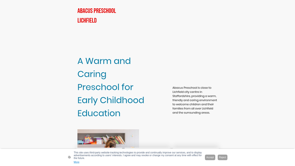 Screenshot of the Abacus Preschool Lichfield website