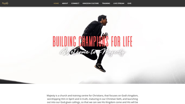 Screenshot of the Majesty Christian Centre website