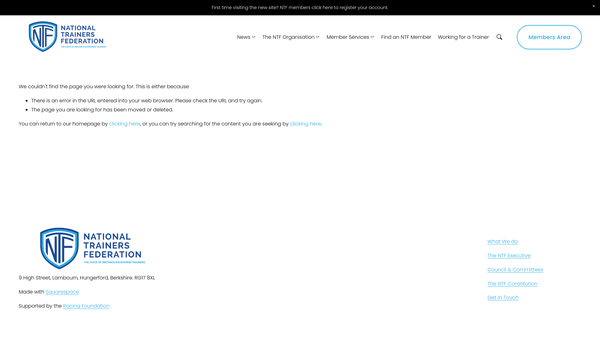 Screenshot of the Racehorse Trainers Benevolent Fund website
