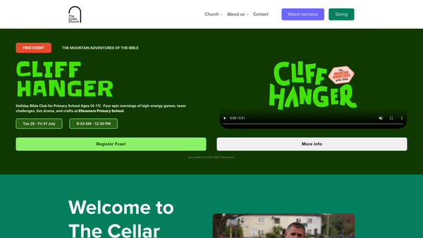 Screenshot of the The Cellar Church website