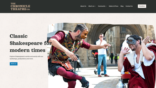 Screenshot of the The Chronicle Theatre Company Ltd website