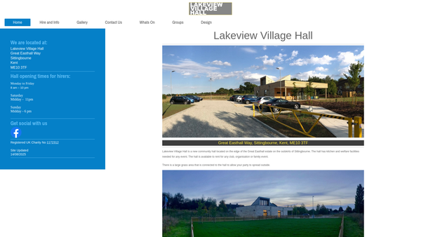 Screenshot of the Lakeview Village Hall Trust website