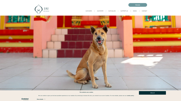 Screenshot of the Jai Dog Rescue website