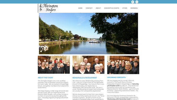 Screenshot of the The Alvington Singers website