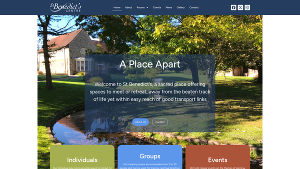 Screenshot of the St Benedict's Centre website