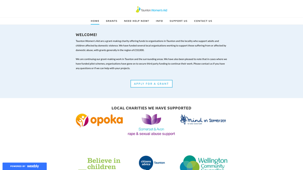 Screenshot of the Taunton Womens Aid website