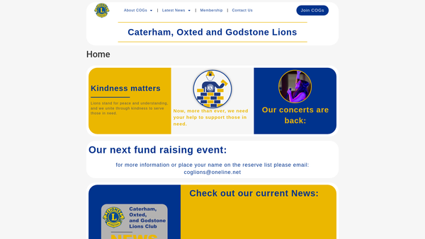 Screenshot of the Caterham, Oxted And Godstone Lions Club website