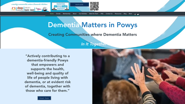 Screenshot of the Dementia Matters In Powys website