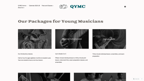 Screenshot of the Questors Young Musicians Club website