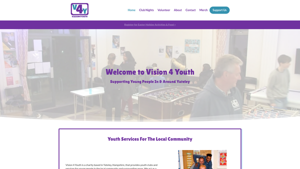 Screenshot of the Vision 4 Youth website