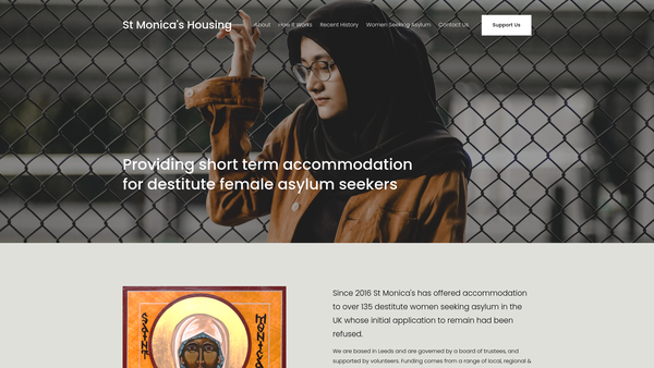 Screenshot of the St. Monica's Housing Ltd website