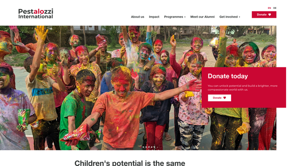 Screenshot of the Pestalozzi International website