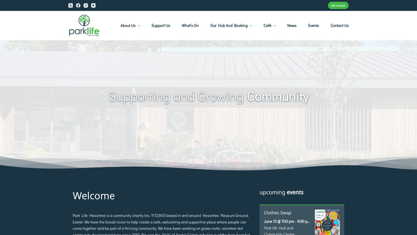 Screenshot of the Park Life Heavitree website