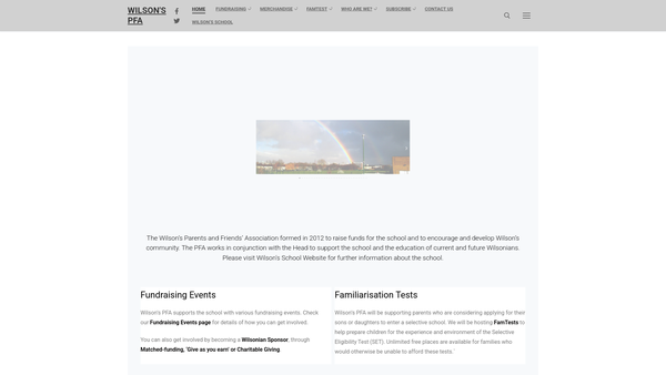 Screenshot of the Wilson's Pfa website