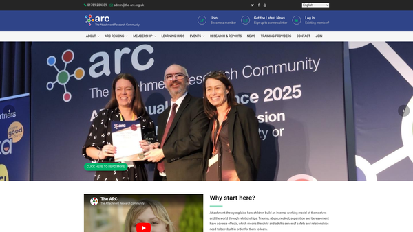 Screenshot of the The Attachment Research Community website