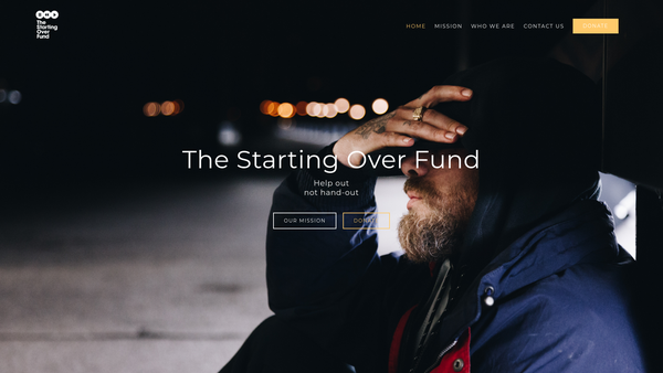 Screenshot of the The Starting Over Fund website