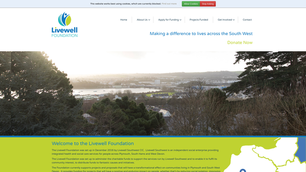 Screenshot of the The Livewell Foundation website
