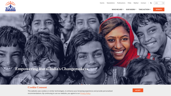 Screenshot of the Ekal Vidyalaya Foundation Of UK website