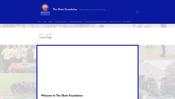 Screenshot of the Shots In The Community Foundation website