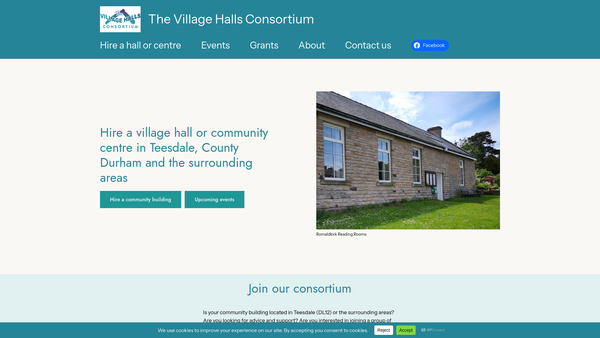 Screenshot of the Teesdale Village Halls Consortium website