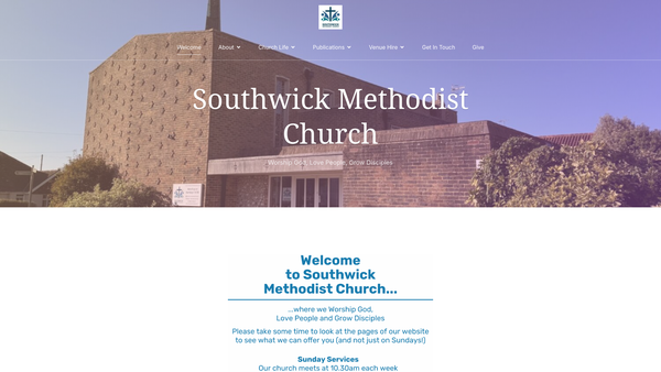 Screenshot of the Southwick Methodist Church website