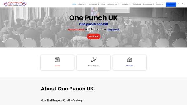 Screenshot of the One Punch UK United Ltd website
