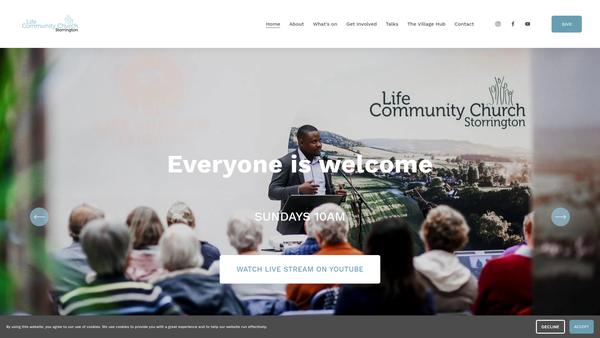 Screenshot of the Life Community Church Storrington website