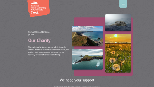 Screenshot of the Cornwall Area Of Outstanding Natural Beauty Trust website