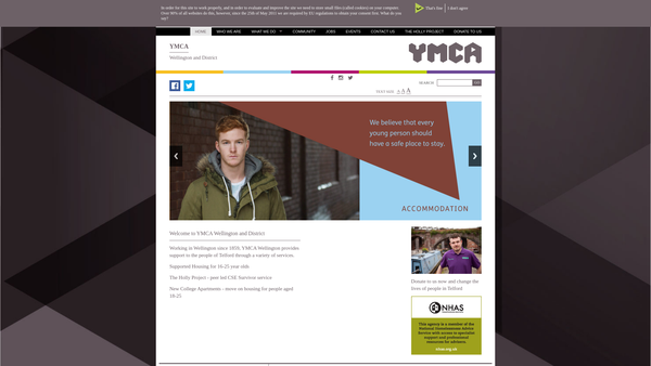 Screenshot of the YMCA Wellington And District website