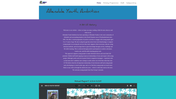 Screenshot of the Allendale Youth Ambition website