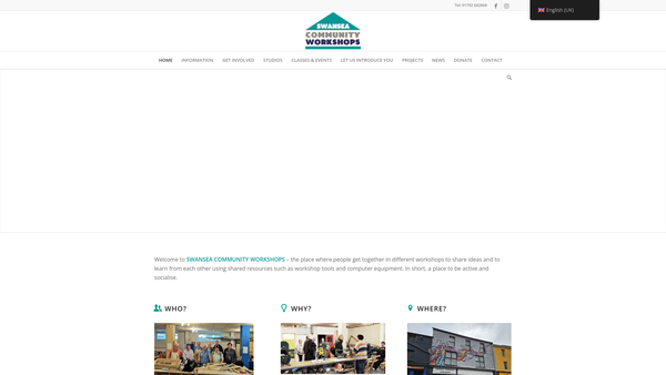 Screenshot of the Swansea Community Workshops website