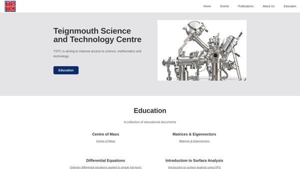 Screenshot of the Teignmouth Science And Technology Centre website