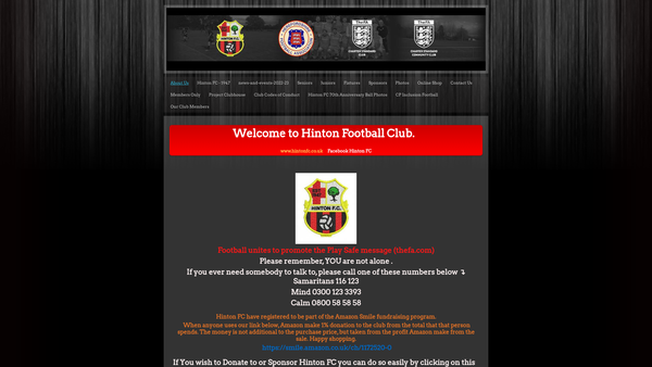 Screenshot of the Hinton Football Club website