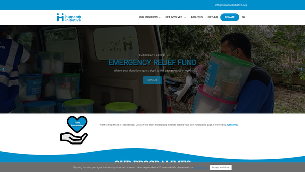 Screenshot of the Human Aid Initiative website