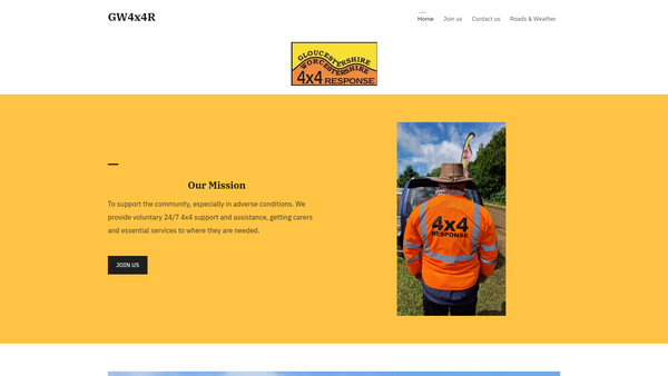 Screenshot of the Gloucestershire & Worcestershire 4x4 Response website