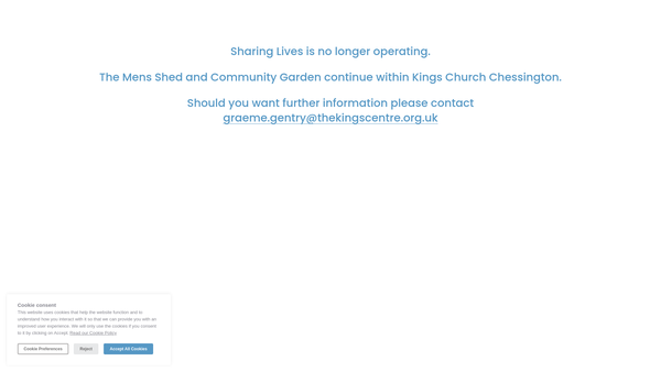 Screenshot of the Sharing Lives website