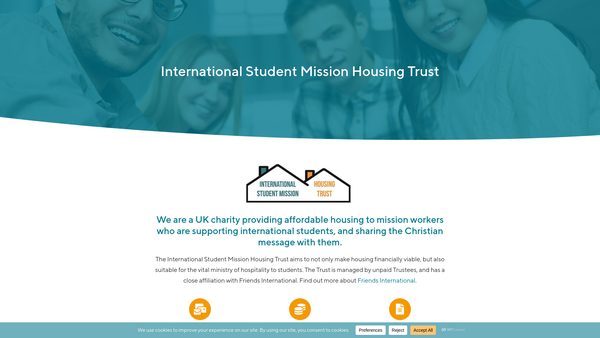 Screenshot of the International Student Mission Housing Trust website