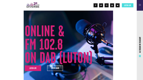 Screenshot of the Diverse FM Community Media & Training Ltd website
