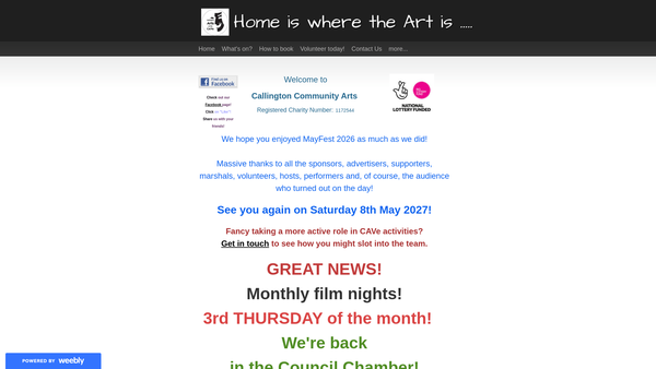Screenshot of the Callington Community Arts website